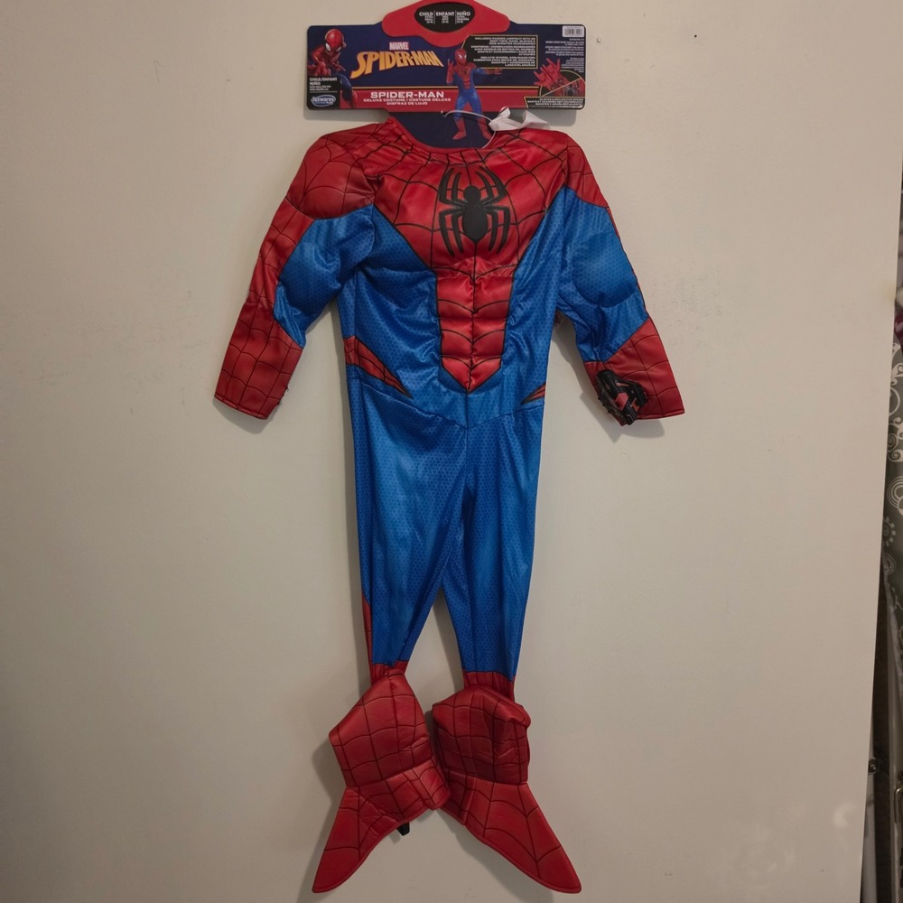 Jazwares Spider-Man Deluxe Halloween Costume Child XS 3-4 Red Blue Padded